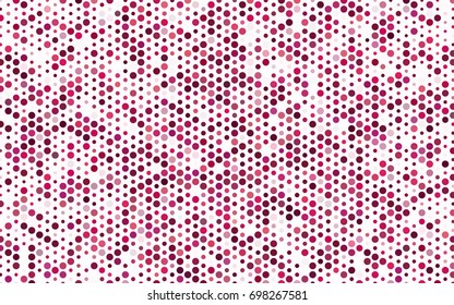Light Pink vector modern geometrical circle abstract background. Dotted texture template. Geometric pattern in halftone style with gradient. 