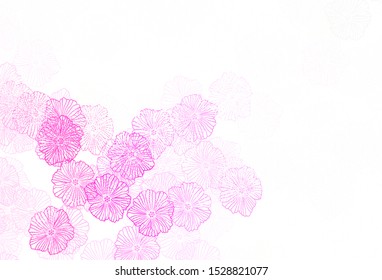 Light Pink vector natural artwork with leaves. Creative illustration in blurred style with flowers. Pattern for wallpapers, coloring books.