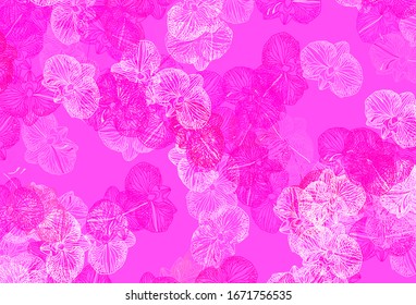 Light Pink vector natural artwork with flowers. Decorative design of flowers on white background. A new texture for your wallpaper design.