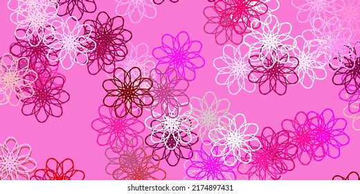 Obra de arte natural vectorial rosa claro con flores. Ilustración con flores coloridas abstractas con gradiente. Patrón colorido para las fiestas de primavera.