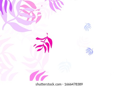Light Pink vector natural backdrop with leaves. leaves on elegant natural pattern with gradient. Textured pattern for websites, banners.