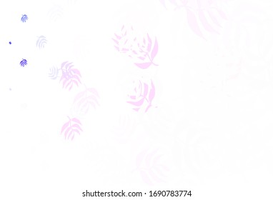 Hellrosa Vektorillustration Naturhintergrund mit Blättern. Farbige abstrakte Illustration mit Blättern im Doodle-Stil. Muster für Tapeten, Farbbücher.