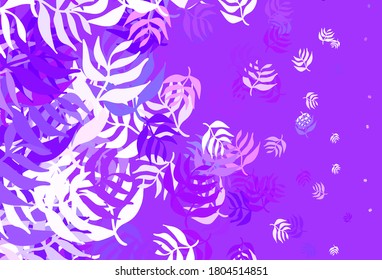 Light Pink vector natural backdrop with leaves. An elegant bright illustration with leaves in Natural style. New template for your design.
