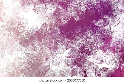 Light Pink vector natural backdrop with flowers. Illustration with colorful abstract doodle flowers. Template for backgrounds of cell phones.