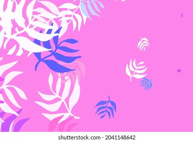 Light Pink vector natural backdrop with leaves. leaves on elegant natural pattern with gradient. Textured pattern for websites, banners.