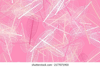 Light Pink vector natural background with leaves. Colorful abstract illustration with leaves in doodle style. A new texture for your wallpaper design.