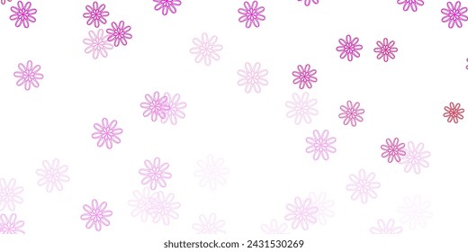 Diseño natural de vector rosa claro con flores. Diseño simple con flores sobre fondo abstracto. Diseño inteligente para folletos, libros.