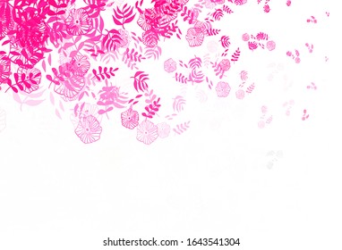 Light Pink vector natural pattern with leaves. New colorful illustration in doodle style with leaves. Textured pattern for websites, banners.