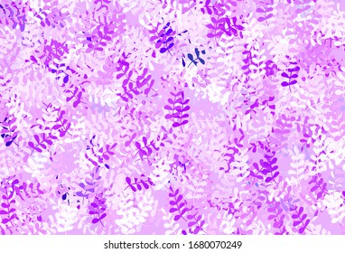 Hellrosa Vektorillustration Naturmuster mit Blättern. Farbige Illustration mit Blättern im Doodle-Stil. Neues Design für Ihr Unternehmen.