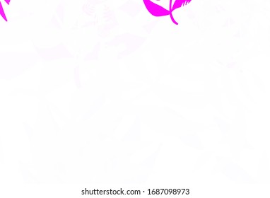 Light Pink vector natural pattern with leaves, flowers. Doodle illustration of leaves and flowers in Origami style. Elegant pattern for your brand book.