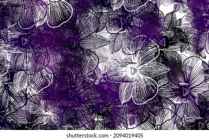 Light Pink vector natural pattern with flowers. Doodle illustration of flowers in Origami style. Hand painted design for web, leaflets.