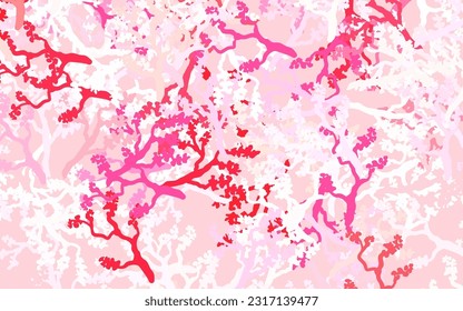 Light Pink vector natural pattern with leaves, branches. Abstract illustration with leaves, branches in doodles style. Elegant pattern for your brand book.