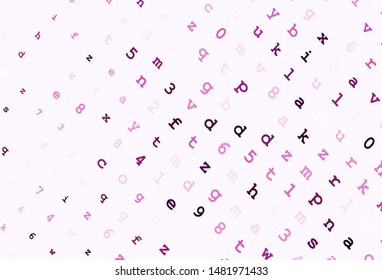 Light Pink vector pattern with ABC symbols. Shining colorful illustration with isolated letters. Best design for a college poster, banner.