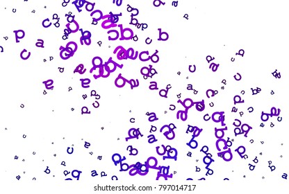 Light Pink vector pattern with ABC symbols. Shining illustration with ABC symbols on abstract template. Best design for your ad, poster, banner of college.