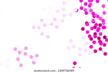 Light Pink vector pattern with artificial intelligence network. Colored AI structure with gradient lines and dots. Design for depiction of cyber innovations.