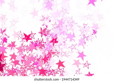 Light Pink vector pattern with christmas stars. Stars on blurred abstract background with gradient. Pattern for astrology websites.
