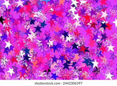 Light Pink vector pattern with christmas stars. Shining colored illustration with stars. Pattern for futuristic ad, booklets.