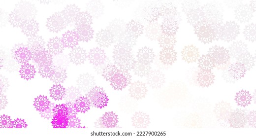 Light pink vector pattern with colored snowflakes. Colorful snow elements in decorative christmas style. Xmas design for business.