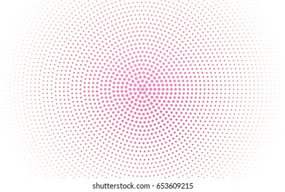 Light Pink vector pattern with colored spheres. Geometric sample of repeating circles on white background in halftone style.