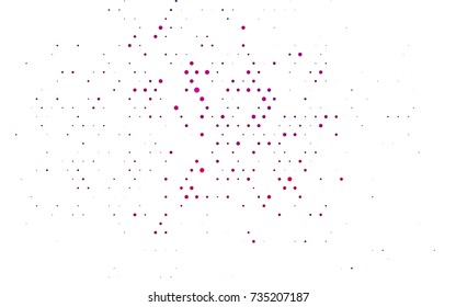 Light Pink vector pattern with colored spheres. Geometric sample of repeating circles on white background in halftone style.