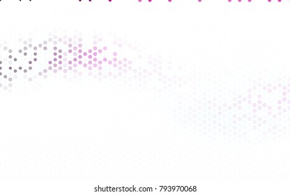 Light Pink vector pattern with colored spheres. Geometric sample of repeating circles on white background in halftone style.