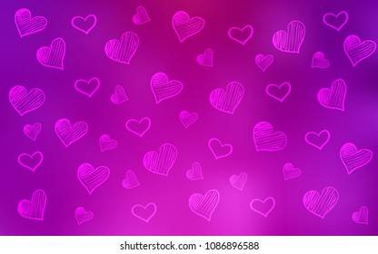 Light Pink vector pattern with colorful hearts. Decorative shining illustration with hearts on abstract template. Pattern can be used for valentine's ad, booklets.