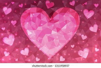 Light Pink vector  pattern with colorful hearts. Hearts on blurred abstract background with colorful gradient. Design for your business advert of anniversary.