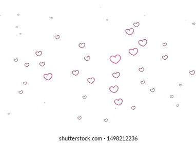 Light Pink vector pattern with colorful hearts. Glitter abstract illustration with colorful hearts in romantic style. Pattern for carnival, festival romantic leaflets.