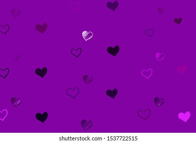 Light Pink vector pattern with colorful hearts. Hearts on blurred abstract background with colorful gradient. Design for your business advert of anniversary.