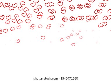 Light Pink vector pattern with colorful hearts. Glitter abstract illustration with colorful hearts in romantic style. Template for Valentine's greeting postcards.