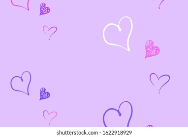 Light Pink vector pattern with colorful hearts. Beautiful abstract hearts on colorful gradient background. Pattern for carnival, festival romantic leaflets.