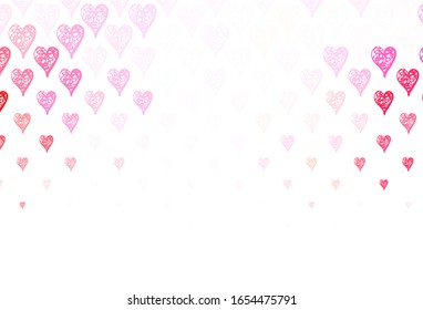 Light Pink vector pattern with colorful hearts. Beautiful abstract hearts on colorful gradient background. Pattern for carnival, festival romantic leaflets.