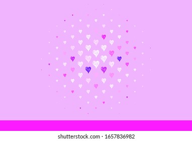 Light Pink vector pattern with colorful hearts. Decorative design with hearts in simple style . Design for a business advert of anniversary.