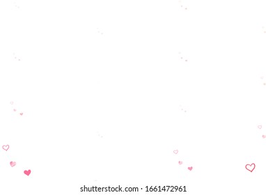 Light Pink vector pattern with colorful hearts. Decorative shining illustration with hearts on abstract template. Template for Valentine's greeting postcards.