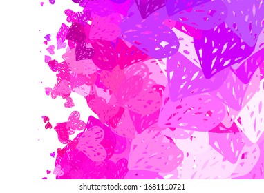 Light Pink vector pattern with colorful hearts. Beautiful celebration style hearts on abstract illustration. Pattern for valentine's ad, booklets.