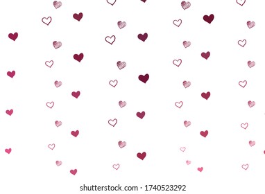 Light Pink vector pattern with colorful hearts. Hearts on blurred abstract background with colorful gradient. Template for Valentine's greeting postcards.