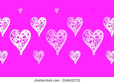 Light Pink vector pattern with colorful hearts. Beautiful abstract hearts on colorful gradient background. Pattern for carnival, festival romantic leaflets.