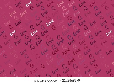 Light Pink vector pattern with colorful hearts. Illustration with shapes of gradient hearts on blur backdrop. Design for a business advert of anniversary.