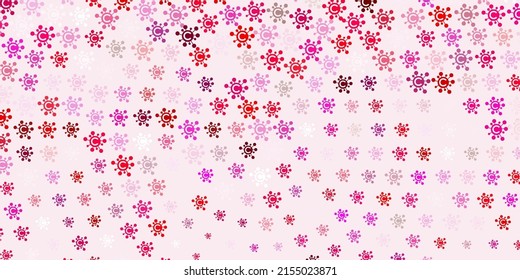 Light Pink vector pattern with coronavirus elements. Colorful  gradient illness symbols in simple abstract style. Simple design against epidemic information.