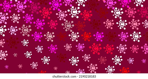 Light Pink vector pattern with coronavirus elements. Smart illustration with covid signs in decorative style. Wallpaper for health protection.
