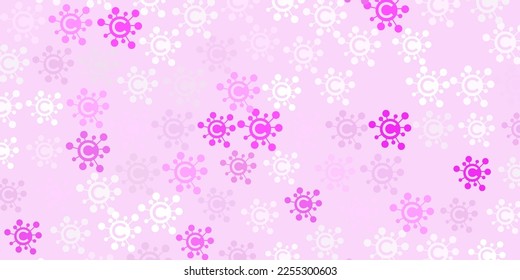 Patrón vectorial rosa claro con elementos coronavirus. Ilustración abstracta con formas de gradiente biológico. Diseño simple contra la información epidémica.