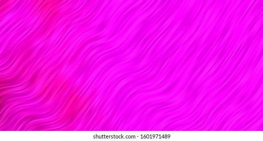 Light Pink vector pattern with curved lines. Gradient illustration in simple style with bows. Pattern for commercials, ads.