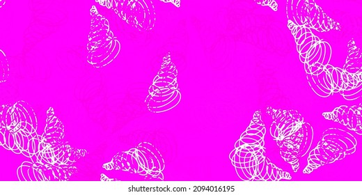 Light pink vector pattern with curved lines. Gradient illustration in simple style with bows. Best design for your posters, banners.