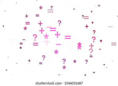 Light Pink vector pattern with Digit symbols. Shining colorful illustration with isolated Digit signs. Pattern for posters, banners of math books.
