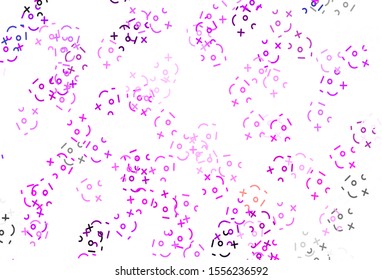 Light Pink vector pattern with Digit symbols. Modern geometrical illustration with numerals. Smart design for university advert.