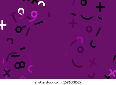 Light Pink vector pattern with Digit symbols. Illustration with Numeral symbols on abstract template. Pattern for ad, booklets, leaflets of education.