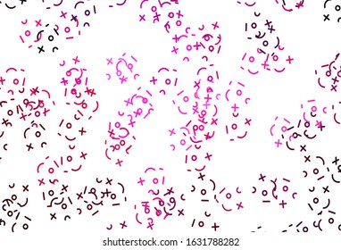 Light Pink vector pattern with Digit symbols. Colored mathematic signs with gradient on white background. Pattern for school, grammar websites.