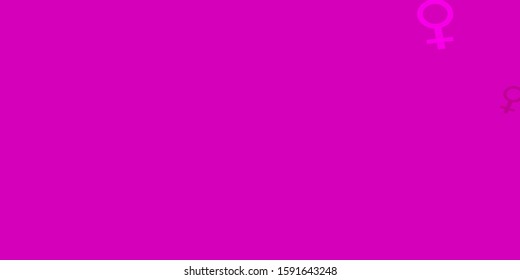 Light Pink vector pattern with feminism elements. Illustration with signs of women's strength and power. Background for ui designers.