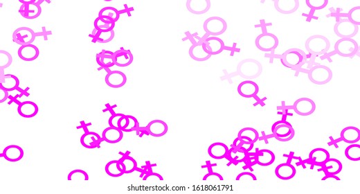 Light Pink vector pattern with feminism elements. Colorful illustration with gradient feminism shapes. New side for your design.