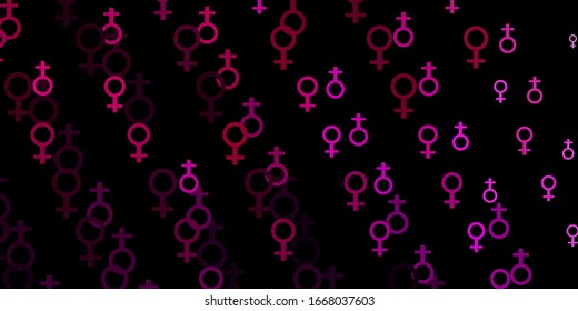 Light Pink vector pattern with feminism elements. Colorful illustration with gradient feminism shapes. Simple design for your web site.